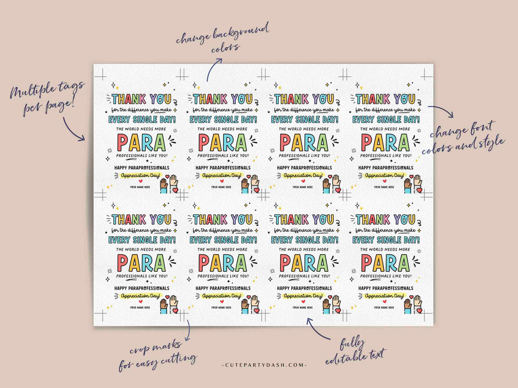 Paraprofessionals Day Gift Tags Printable INSTANT DOWNLOAD – Cute Party ... Paraprofessionals Day Gift Tags Printable INSTANT DOWNLOAD – Cute Party ...