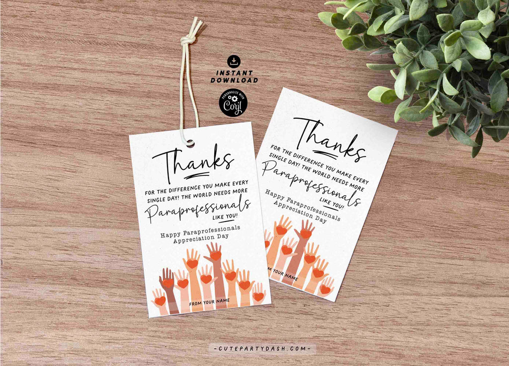 Paraprofessional Gift Tags Printable