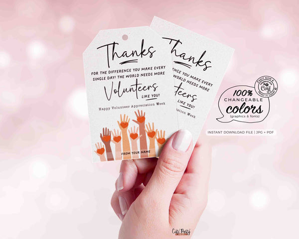 Volunteers Week Appreciation Gift Tag Printable INSTANT DOWNLOAD Editable Employee Appreciation Thank You Card Staff Team Member Label