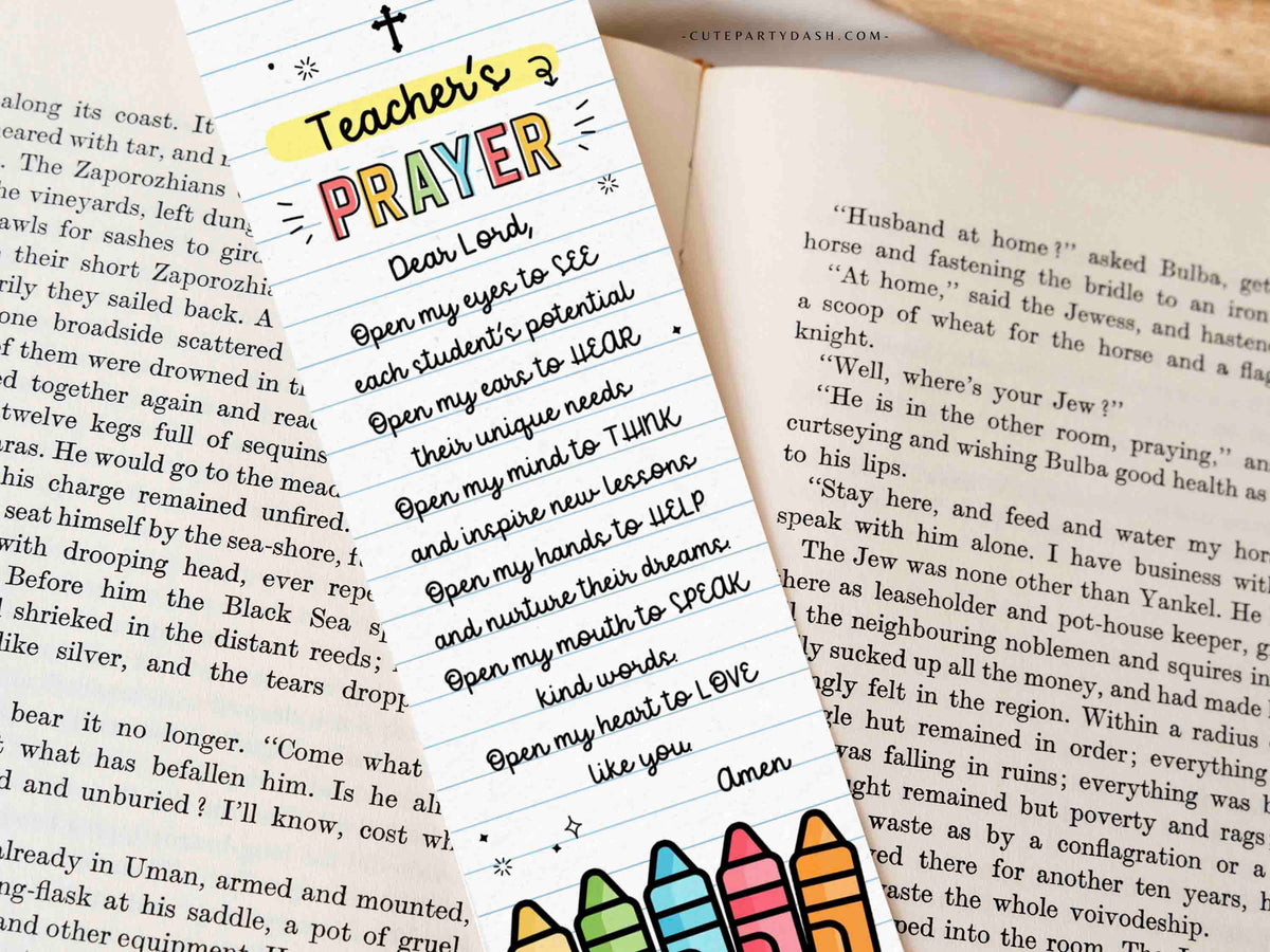 Teacher's Prayer Bookmark Printable Teacher Appreciation INSTANT ...