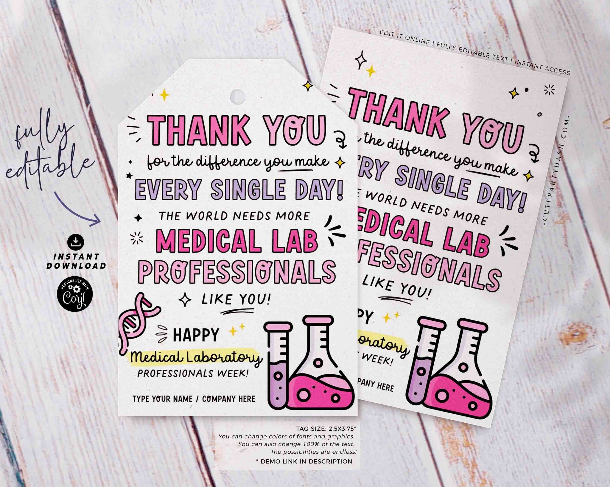 Tag Design Lab Lab Week Gift Tags Printable INSTANT DOWNLOAD – Cute Party Dash