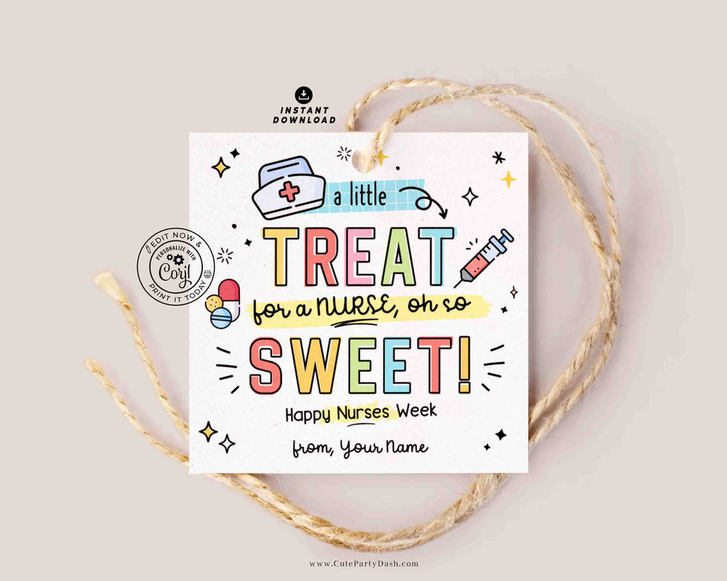 Nurses Week Gift Tags Printable INSTANT DOWNLOAD – Cute Party Dash for Free Printable Nurses Week Gift Tags