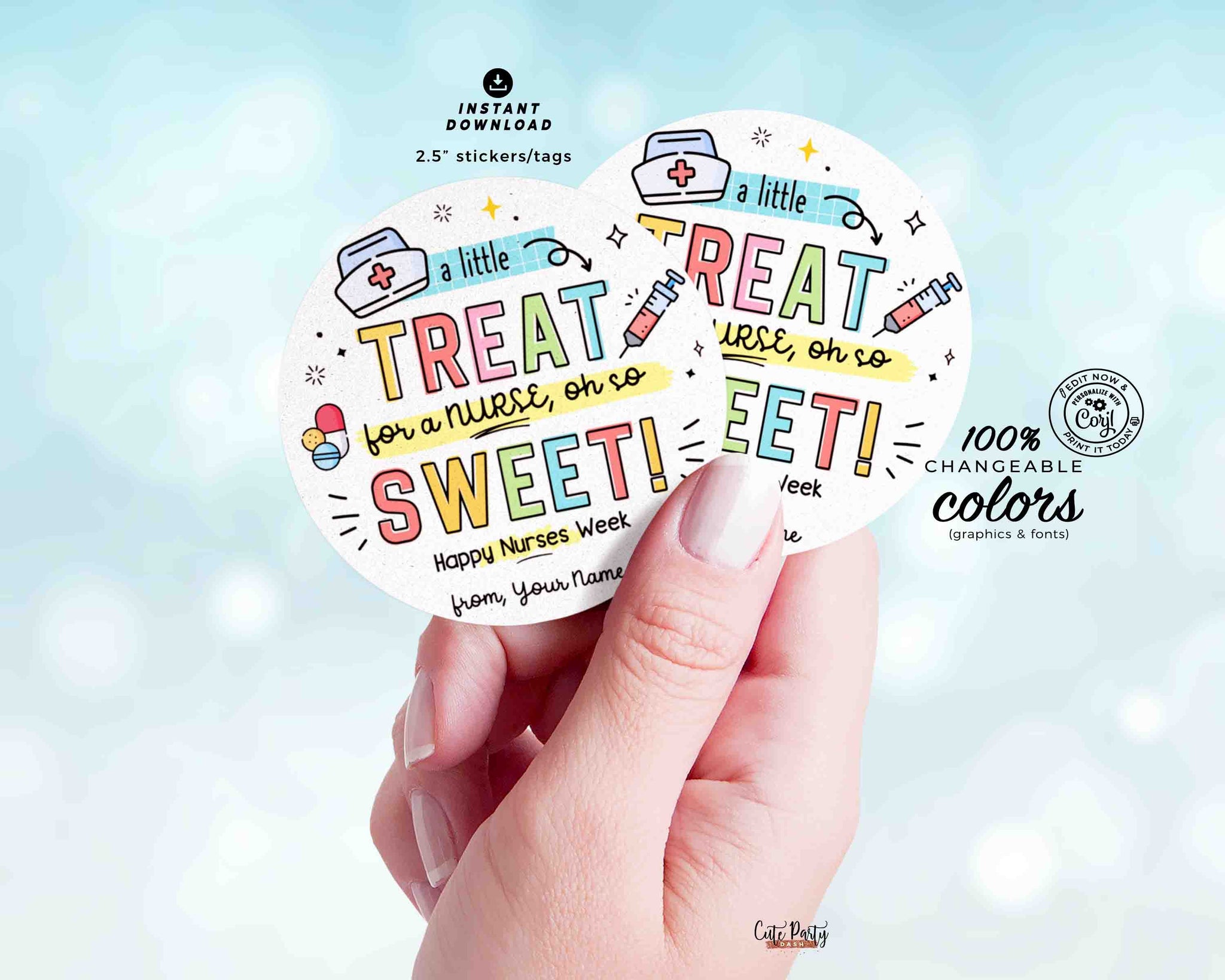 Nurses Week tag printable INSTANT DOWNLOAD Editable National Nurses Appreciation Treat Happy Nurse Week Gifts Thank You Nurses Cookies tags