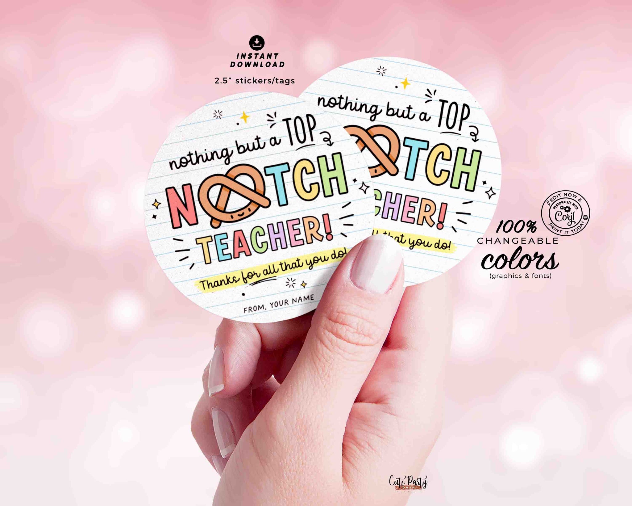 Pretzel Teacher Appreciation Week Treat Tag Printable INSTANT DOWNLOAD