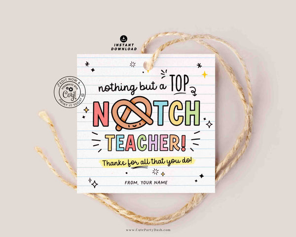 Pretzel Teacher Appreciation Week Treat Tag Printable INSTANT DOWNLOAD