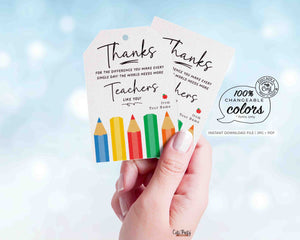 Teacher Appreciation Week Gift Tag Printable INSTANT DOWNLOAD Gift for Teachers Gift box Thank You Card Editable Happy Teacher Appreciation