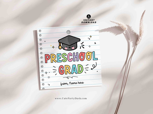 Preschool Graduation Tag Printable INSTANT DOWNLOAD EDITABLE last Day School Congratulations Preschool grad End of school year gift student