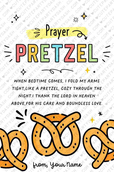 Sunday School Printable Pretzel Prayer Tag INSTANT DOWNLOAD Pretzel poem Religious Tag Blessing cards church gift tag