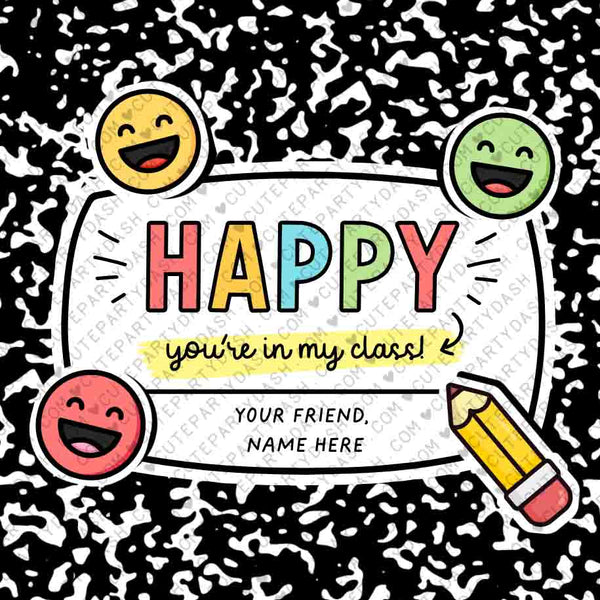 Happy You are in my Class Back to School Gift Tag Printable INSTANT DOWNLOAD Classmate First Day School Cookie Tag Happy Emoji tag