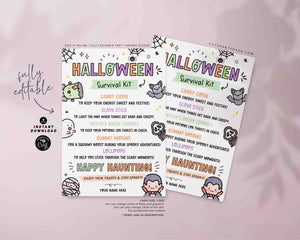 Halloween Survival Kit Tag Printable INSTANT DOWNLOAD Printable Halloween Gift Tags, Gifts idea, Treat Tag, Candy Tags, Gift for kids team