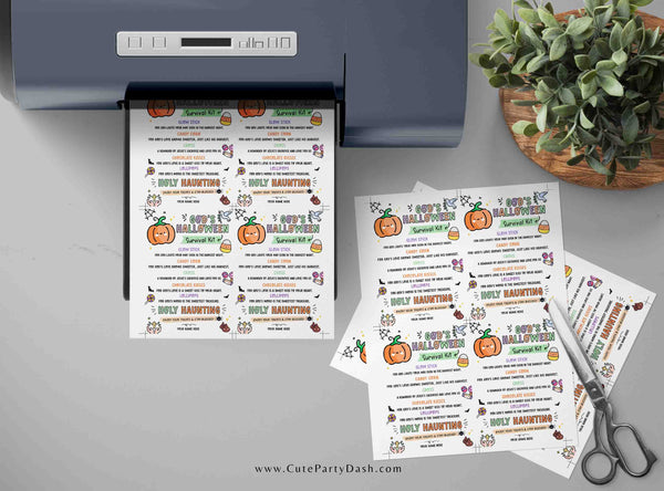 God's Halloween Survival Kit Tag Printable INSTANT DOWNLOAD Church Survival Kit Gift, Sunday School Treat Tag Halloween Gift Tags for kids