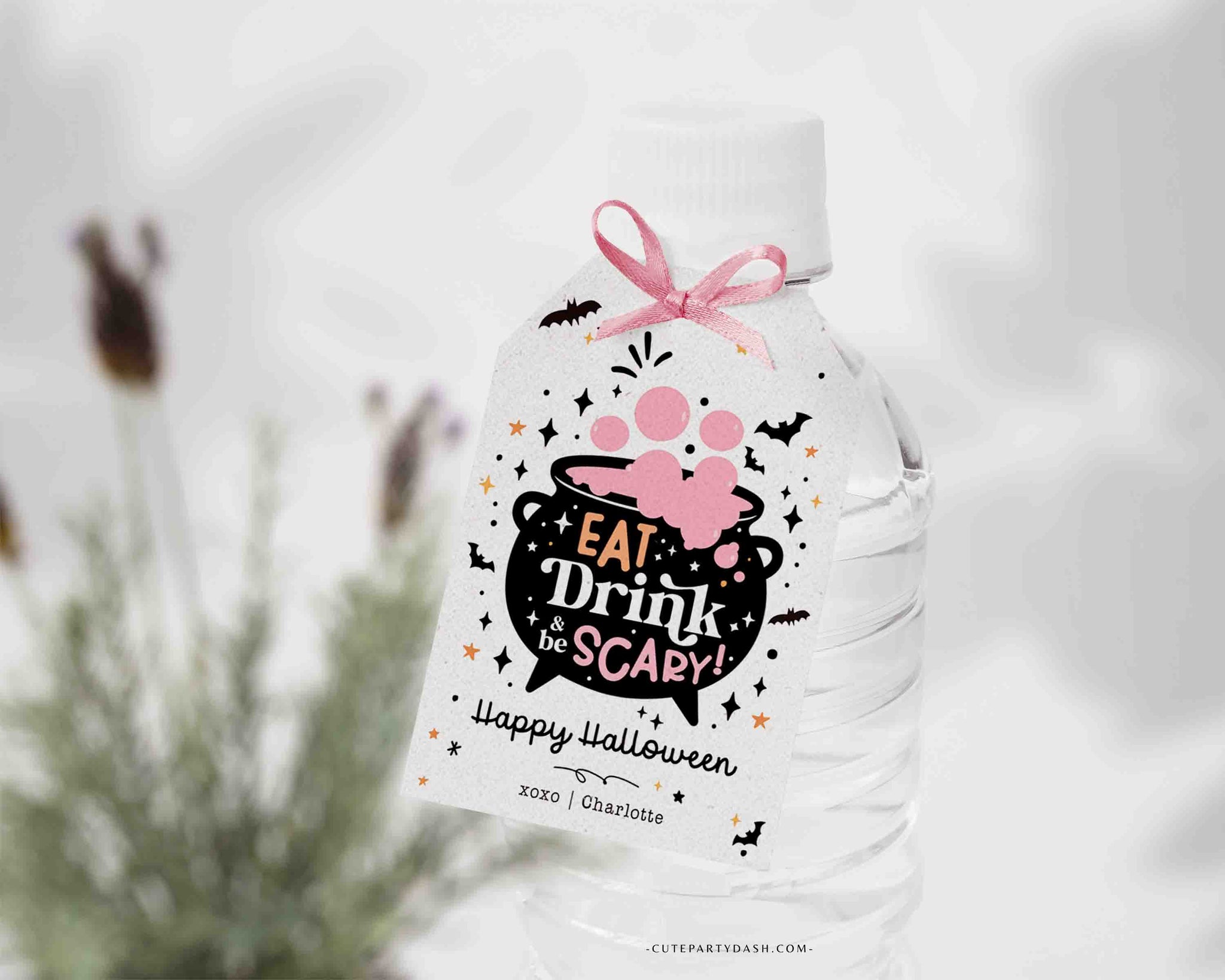 Eat, Drink, and Be Scary Halloween Gift tag Printable INSTANT DOWNLOAD Editable Happy Halloween treats Tag, halloween drink tag labels