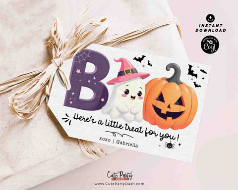 Boo a Little Treat for you Halloween Gift tag Printable INSTANT DOWNLOAD EDITABLE Happy Halloween Teacher Staff School Pto Printable Sticker