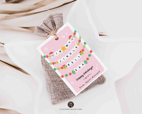 In My Christmas Era Gift Tag Printable INSTANT DOWNLOAD In My Jingle Bell Era Christmas Friendship Bracelet Unique Trendy Holiday Tag for