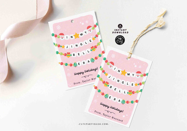 In My Christmas Era Gift Tag Printable INSTANT DOWNLOAD In My Jingle Bell Era Christmas Friendship Bracelet Unique Trendy Holiday Tag for