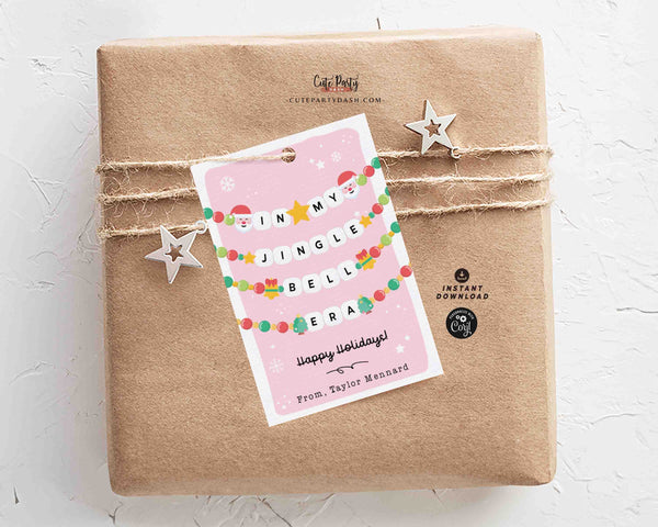 In My Christmas Era Gift Tag Printable INSTANT DOWNLOAD In My Jingle Bell Era Christmas Friendship Bracelet Unique Trendy Holiday Tag for