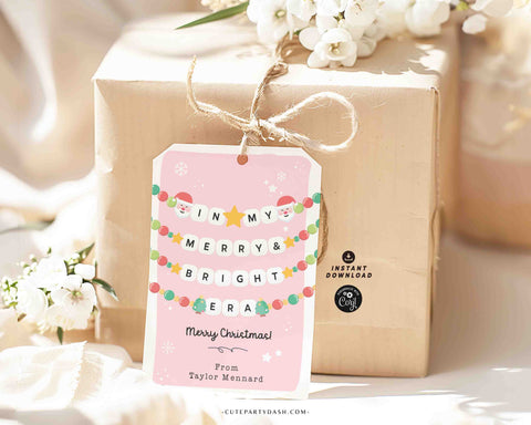 In My Merry Era Gift Tag Printable INSTANT DOWNLOAD In My Merry & Bright Era Christmas Friendship Bracelet Unique Trendy In my Christmas Era tag