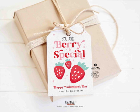 You Are Berry Special Valentine Gift Tag Printable INSTANT DOWNLOAD Kids Classroom Exchange Happy Valentine's Day EDITABLE Favor Tags Sweet