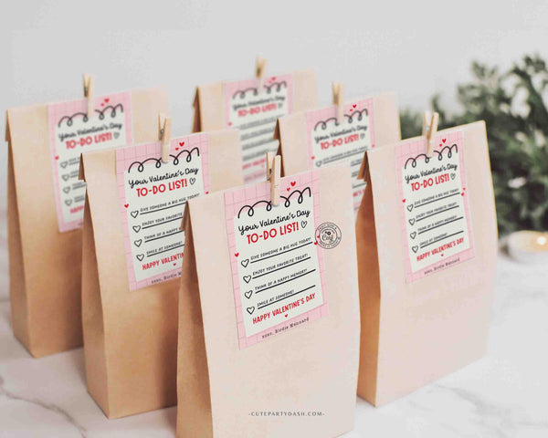 Valentine’s Day To-Do List Classroom Valentine Kids Tag Printable INSTANT DOWNLOAD Happy Valentine's Day EDITABLE gift tag