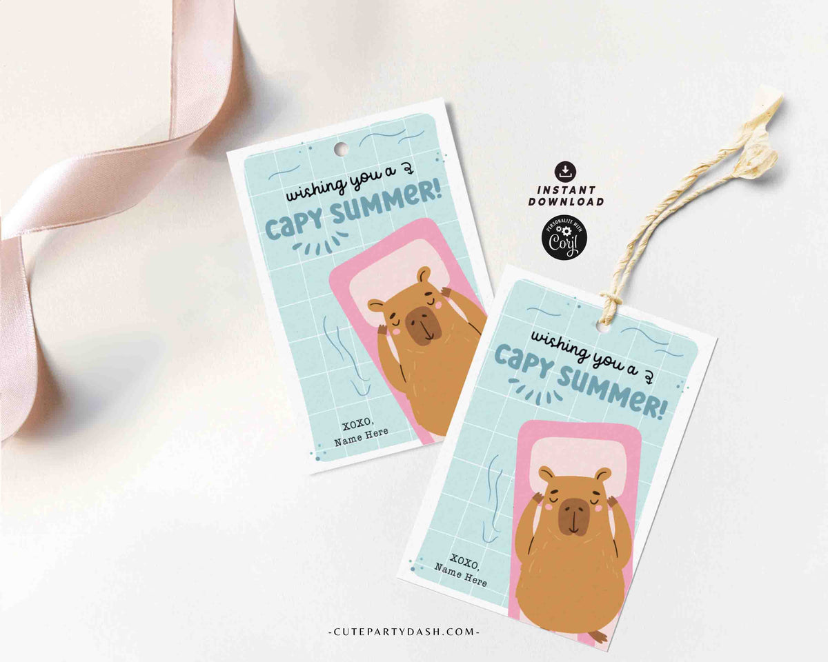 Have a Great Summer Capybara Gift Tag Printable INSTANT DOWNLOAD – Cute ...