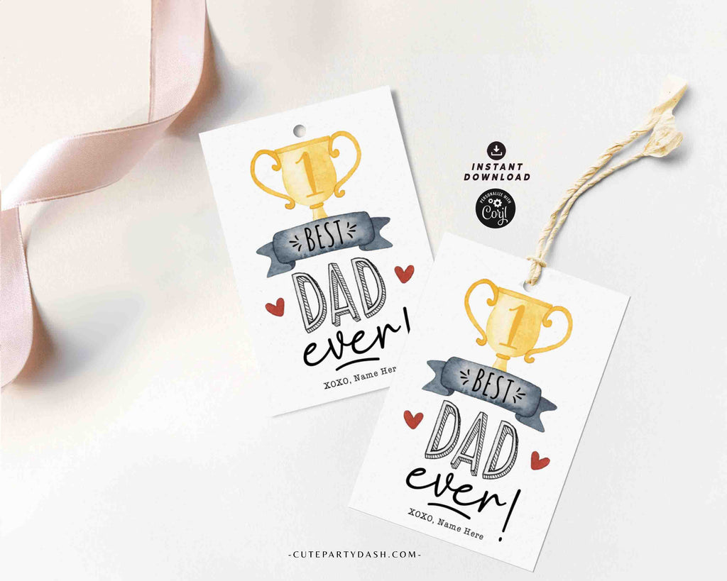 Happy Father's Day Gift tags INSTANT DOWNLOAD Best Dad Ever Gift tags ...