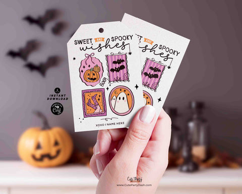 Sweet and Spooky Halloween Printable Tag INSTANT DOWNLOAD Editable Aesthetic Cozy Halloween Treat Tag Friend Classroom Trick or Treat