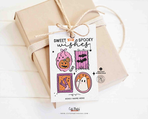Sweet and Spooky Halloween Printable Tag INSTANT DOWNLOAD Editable Aesthetic Cozy Halloween Treat Tag Friend Classroom Trick or Treat