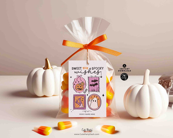 Sweet and Spooky Halloween Printable Tag INSTANT DOWNLOAD Editable Aesthetic Cozy Halloween Treat Tag Friend Classroom Trick or Treat