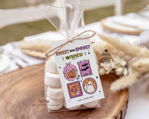 Sweet and Spooky Halloween Printable Tag INSTANT DOWNLOAD Editable Aesthetic Cozy Halloween Treat Tag Friend Classroom Trick or Treat