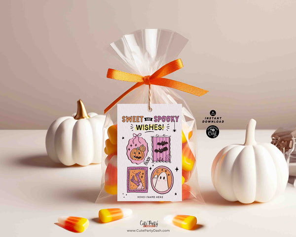Sweet and Spooky Halloween Printable Tag INSTANT DOWNLOAD Editable Aesthetic Cozy Halloween Treat Tag Friend Classroom Trick or Treat
