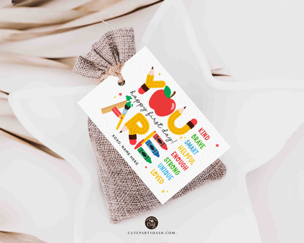 EDITABLE Welcome Back To School Gift Tag Printable INSTANT DOWNLOAD Happy First Day of School, Teacher Student Gift Label Pta Pto Classmate