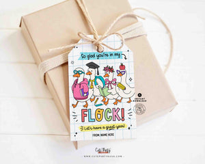 Silly Goose Back To School Gift Tag Printable INSTANT DOWNLOAD First Day of School, Editable Teacher Staff Student Pta Pto Classmate Gift