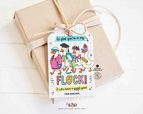 Silly Goose Back To School Gift Tag Printable INSTANT DOWNLOAD First Day of School, Editable Teacher Staff Student Pta Pto Classmate Gift