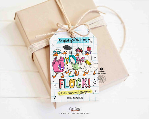Silly Goose Back To School Gift Tag Printable INSTANT DOWNLOAD First Day of School, Editable Teacher Staff Student Pta Pto Classmate Gift