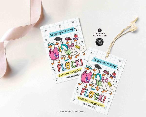 Silly Goose Back To School Gift Tag Printable INSTANT DOWNLOAD First Day of School, Editable Teacher Staff Student Pta Pto Classmate Gift