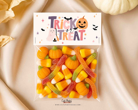 Printable Pink Ghost Halloween Treat Bag Topper (Instant Download)