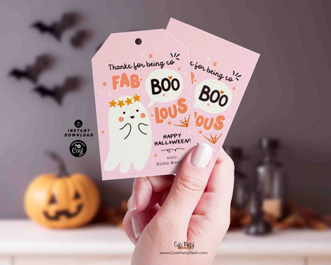 Happy Halloween Gift tag INSTANT DOWNLOAD Thank you for being Fab-Boo-Lous Tag EDITABLE Teacher Staff Employee School Pto Printable Sticker