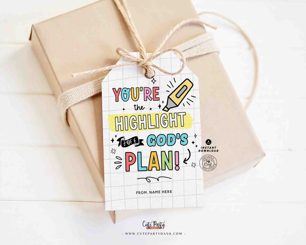 Sunday School Printable Highlight of God's Plan Religious Tag INSTANT DOWNLOAD Blessing cards church back to school gift tag