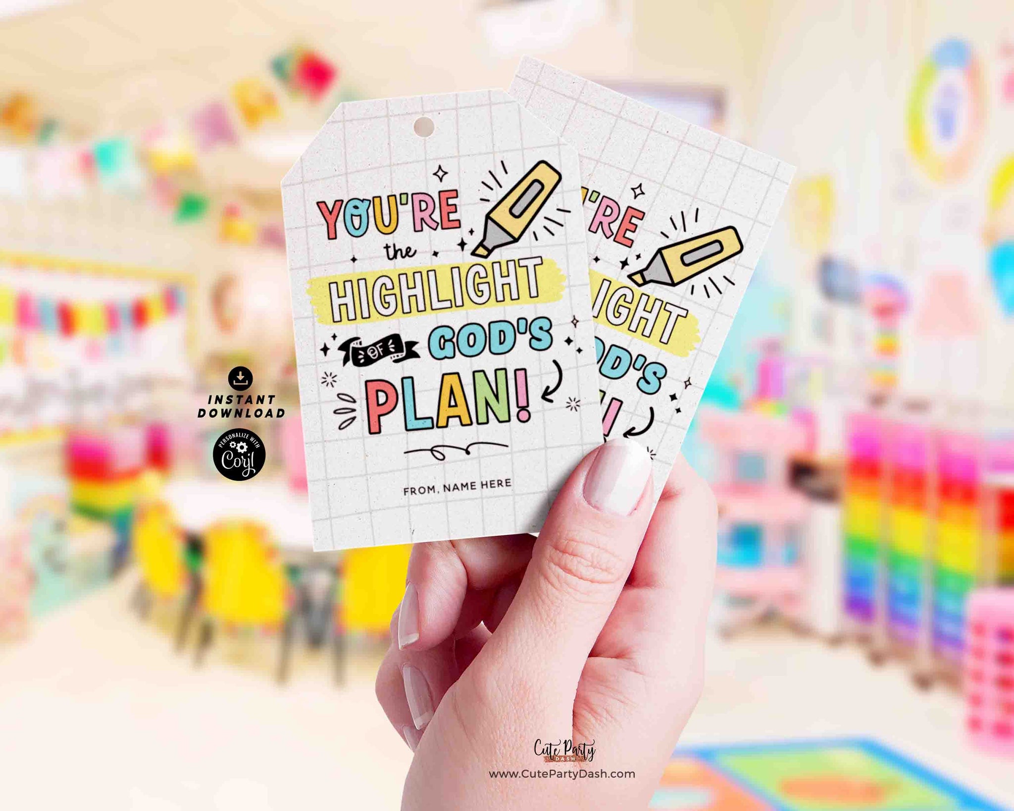 Sunday School Printable Highlight of God's Plan Religious Tag INSTANT DOWNLOAD Blessing cards church back to school gift tag
