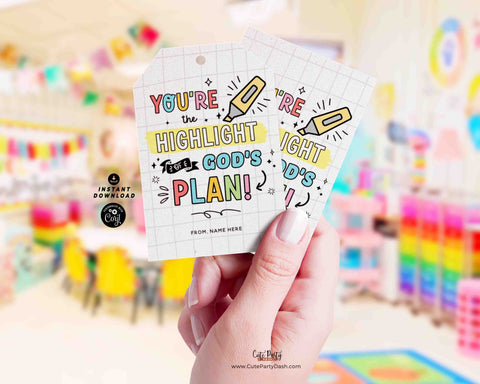 Sunday School Printable Highlight of God's Plan Religious Tag INSTANT DOWNLOAD Blessing cards church back to school gift tag