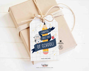 EDITABLE Welcome Back To School Gift Tag Printable INSTANT DOWNLOAD Happy First Day of School, Teacher Staff Pta Pto Classmate Gift Label