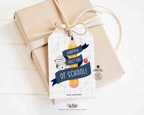 EDITABLE Welcome Back To School Gift Tag Printable INSTANT DOWNLOAD Happy First Day of School, Teacher Staff Pta Pto Classmate Gift Label