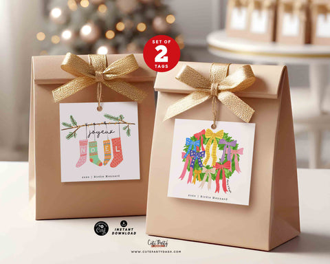Holiday Christmas Gift Tags Set of 2 – Printable Editable Tag Instant Download