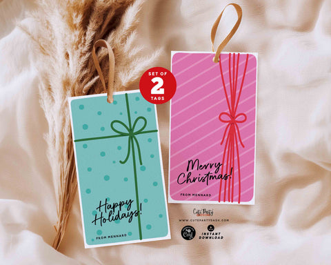 Modern Christmas Gift Tags – Printable Holiday Tags (Set of 2)