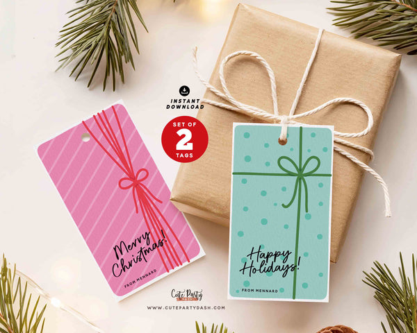 Modern Christmas Gift Tags – Printable Holiday Tags (Set of 2)