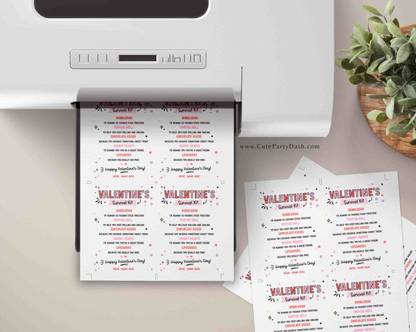 Printable Valentine’s Day Survival Kit Tag (Editable) – Classroom Candy Treat Tag