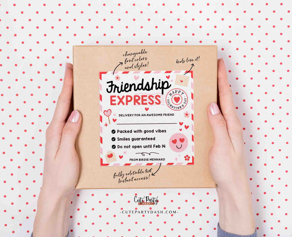 Valentine's Day Shipping Labels Friendship Express Kids Classroom Valentines Gift Exchange