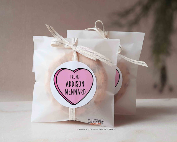 Candy Heart Valentine Stickers – Personalized Classroom Exchange Valentines Labels