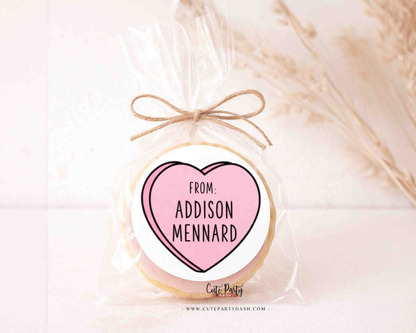 Candy Heart Valentine Stickers – Personalized Classroom Exchange Valentines Labels