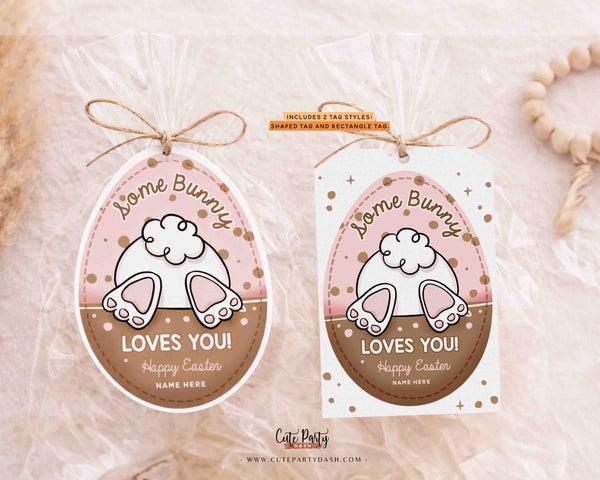 Some Bunny Loves You Editable Easter Gift Tag Printable (Instant Download)
